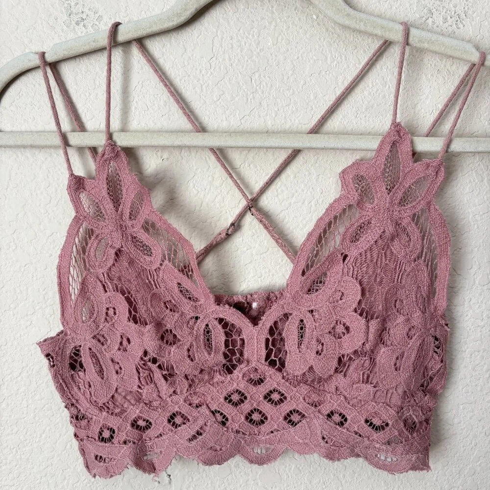 Free People FP One Adella Boho Crochet Lace Floral Bralette Bra